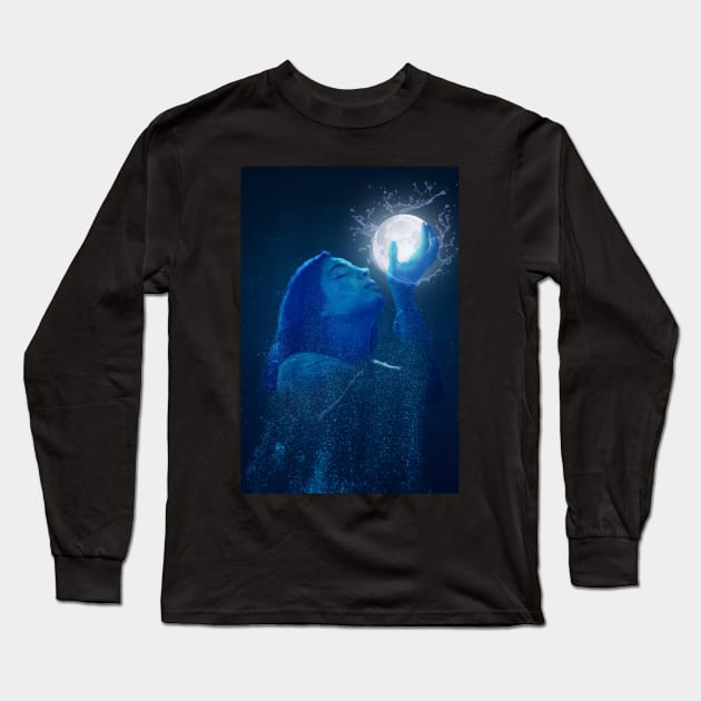 The Water Moon Long Sleeve T-Shirt by tjimageart